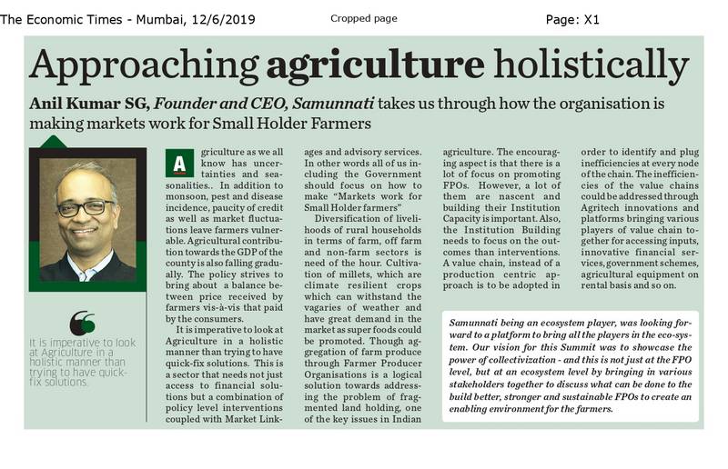 Samunnati ties with Economic Times for India’s first-ever FPO Awards